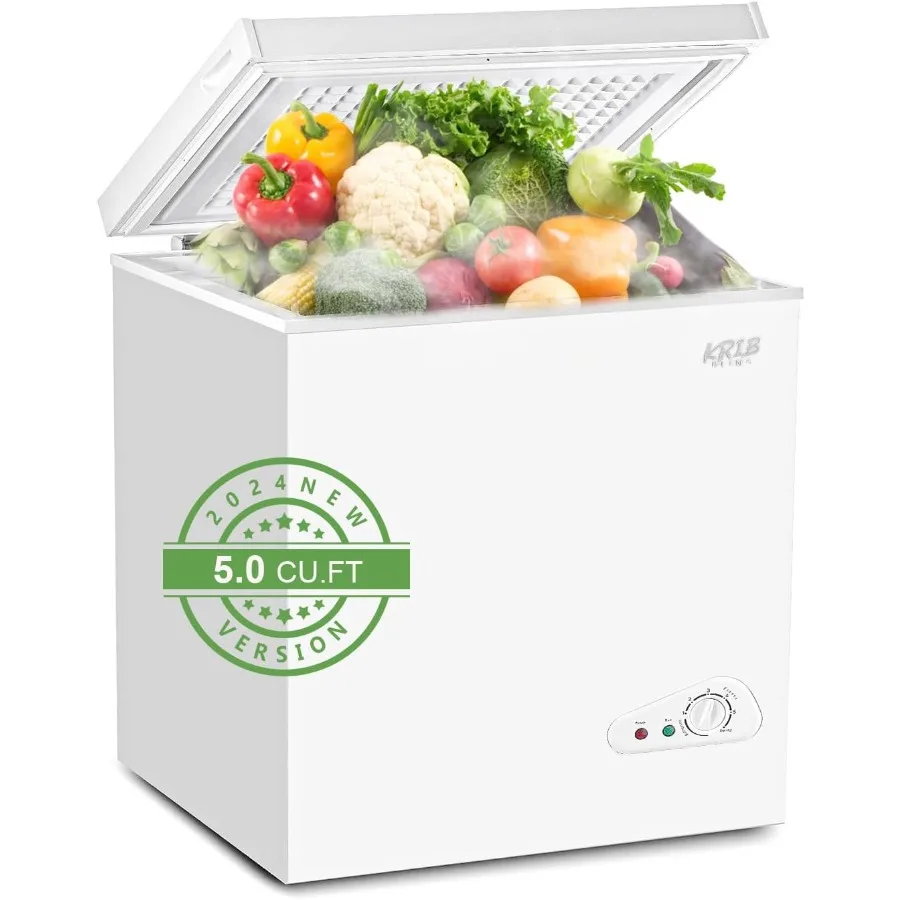 

Compact Chest Freezer with Adjustable Thermostat and Removable Storage Basket for Efficient Food Storage in Kitchen Garage Base