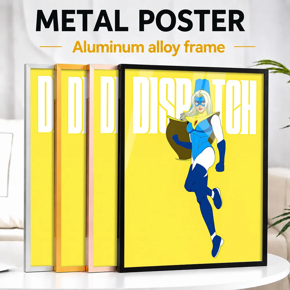 Dispatch Blonde Blazer Framed Aluminum Metal Poster Personalized Comic Style Wall Art For Home Office, Gaming Enthusiast Gift