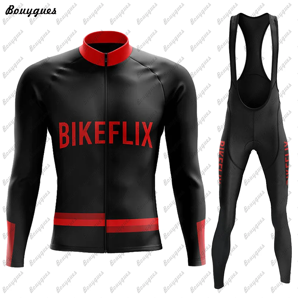 New Triathlon Winter Thermal Fleece And Thin Cycling Clothes Set Men Long Sleeves Jersey Suit Outdoor Riding Bike MTB Clothing