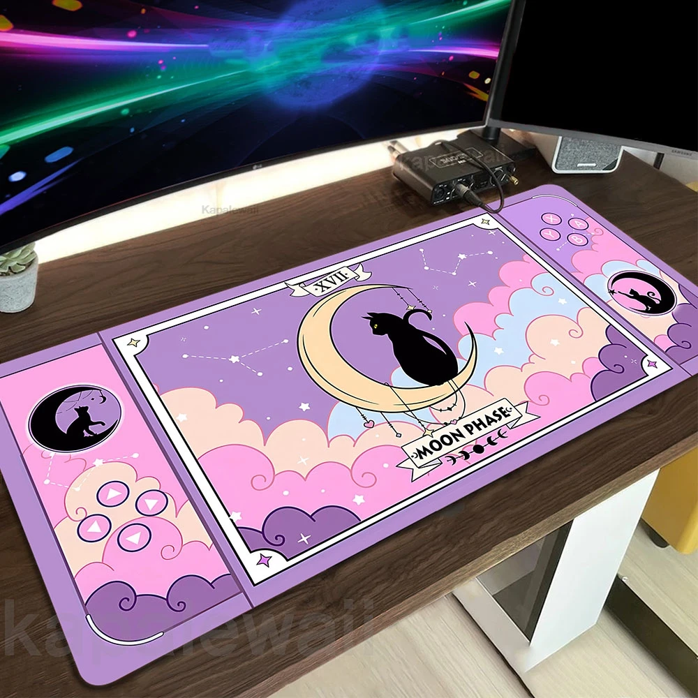 

Kawaii Cute Cat HD Print Mouse Mat Thickened Cartoon Animal Mouse Pad Personality Oversized Gaming Keyboard Table Mat 90x40cm