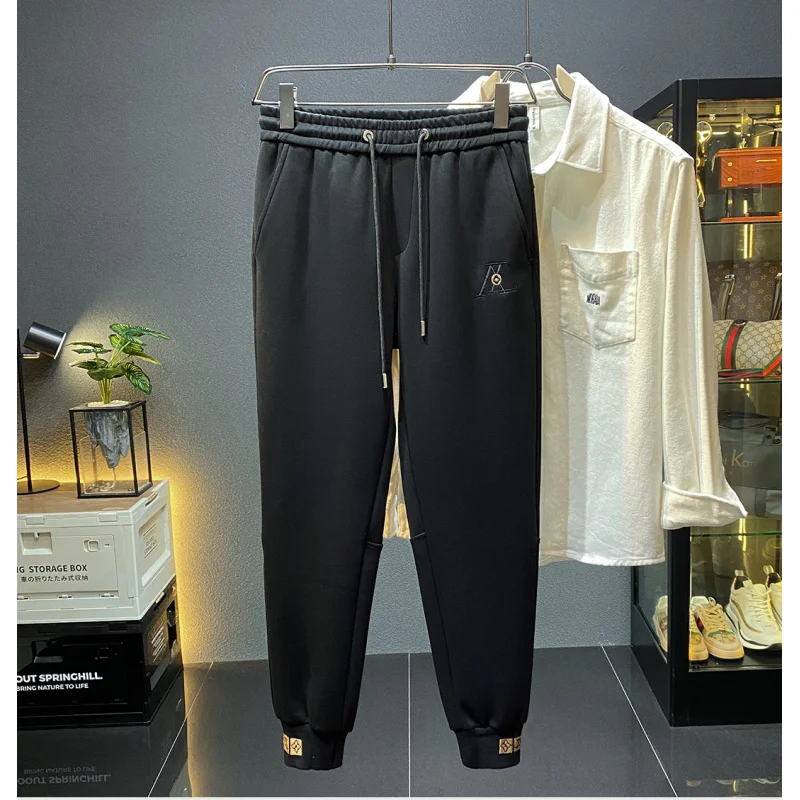 Light Luxury Sweatpants Men's Autumn 2024 New Casual All-Match Street Fashion Leisure Tappered Slim Fit Thick Stretch Sweatpants