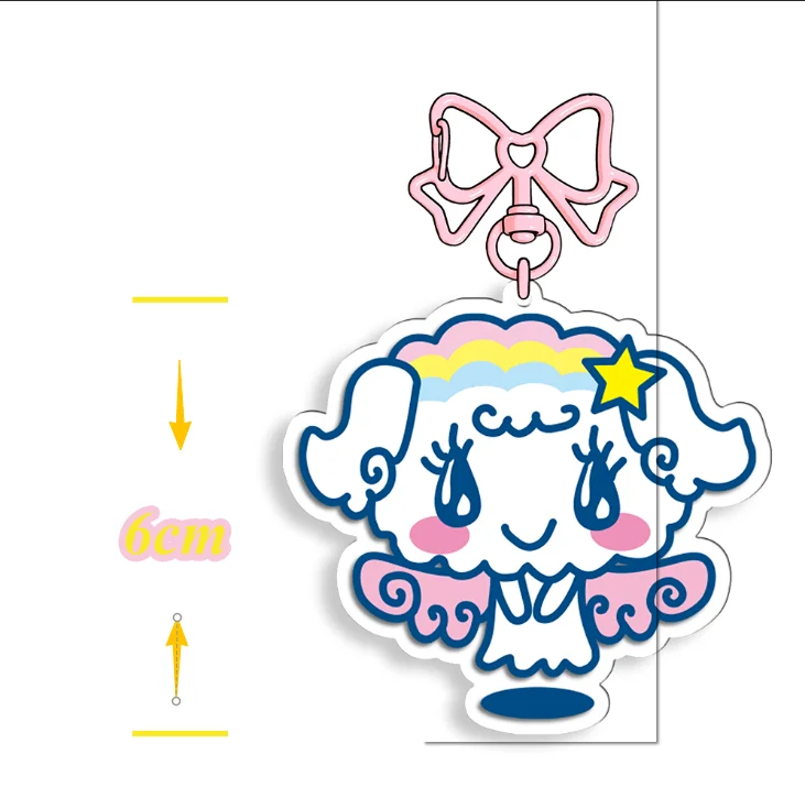 6 سنتيمتر GoGo Tamagotchi القوس سلسلة مفاتيح مصنوعة من الأكريليك Tamagotchi Mametchi Kuchipatchi Mimitchi قلادة كيرينغ مفتاح سلسلة حلقة رئيسية المشجعين هدية #2