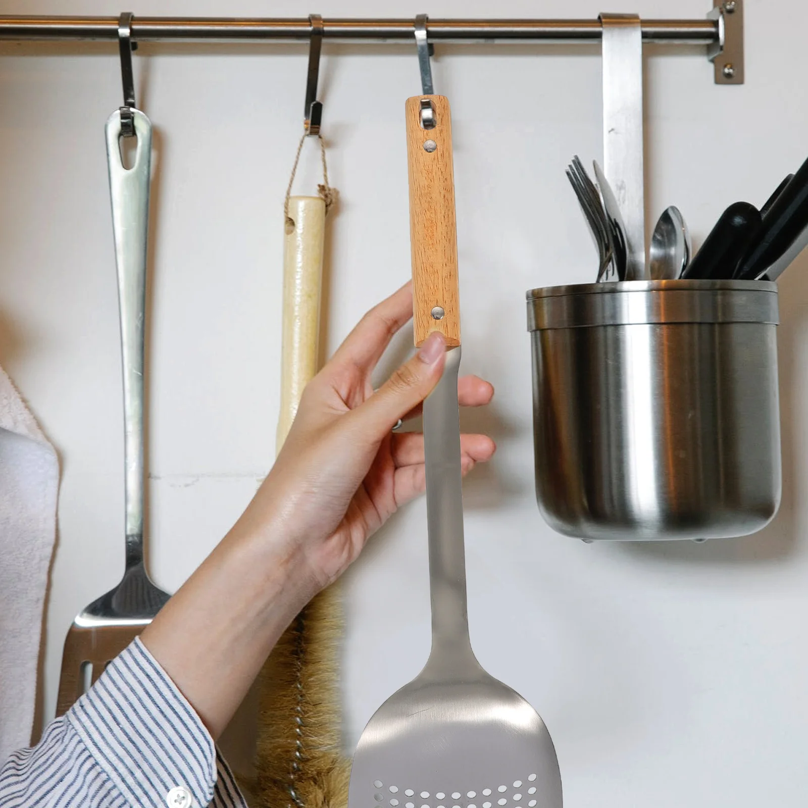 

Stainless Steel Wok Spatula Kitchen Cooking Utensil Food Grade Wood H Dishwasher Safe Easy Clean Baking Tool Heat Resistant