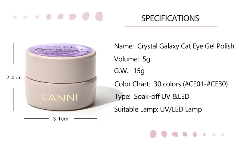 Cani galaxie kristall katzenauge gel venalisa magnet malerei gel semi permanente uv lack hybrid lacke ge glitter uv farbe – Detail 3