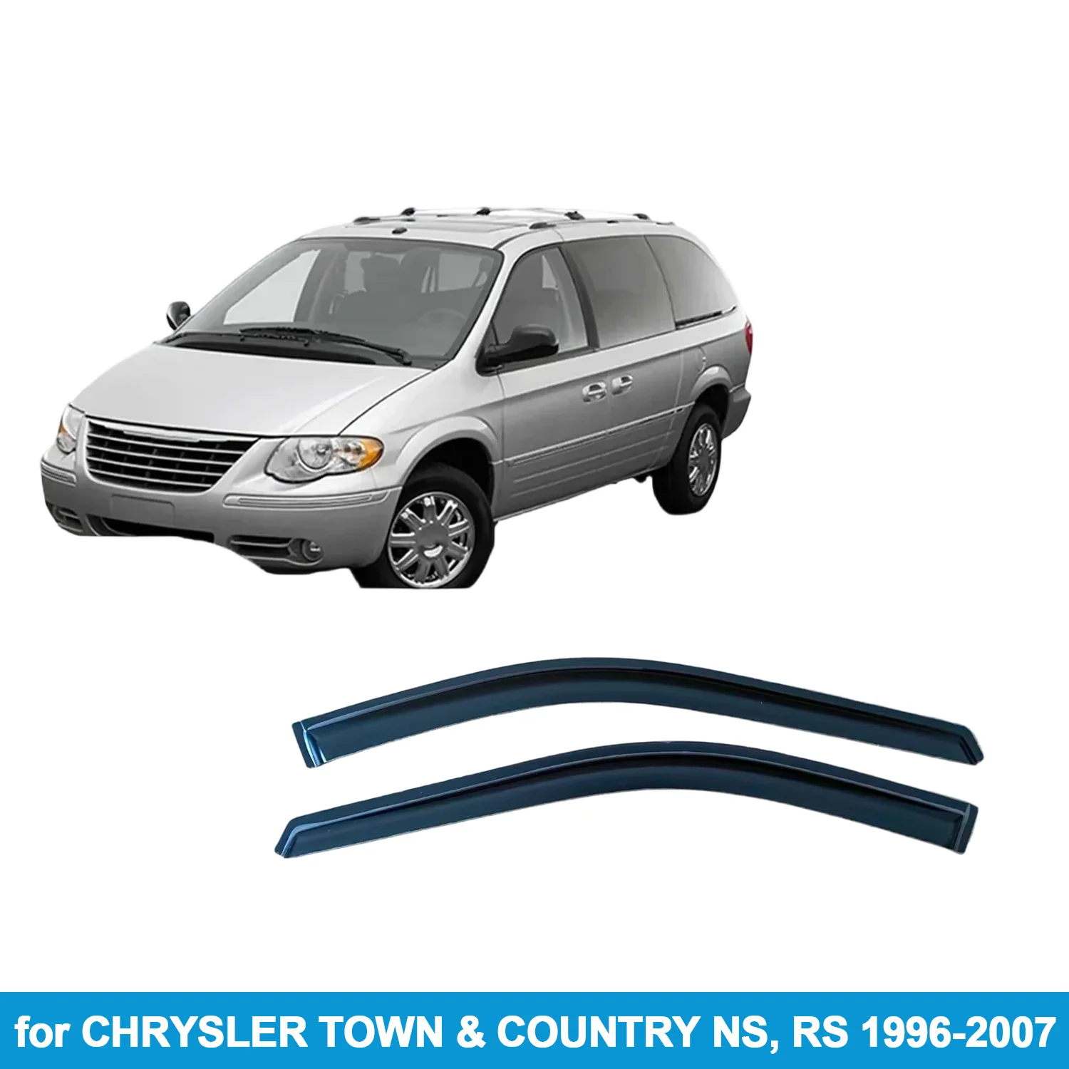 

Window Visor for CHRYSLER TOWN & COUNTRY NS RS 1996-2007 Rain Guard Side Vent Deflector Weathershield Outside-Mount Tape On