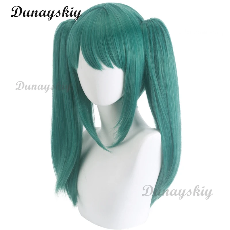 Parrucca cosplay Anime Vampire Lunga verde doppia coda di cavallo Parrucche per capelli resistenti al calore Cappellino per parrucca Prop