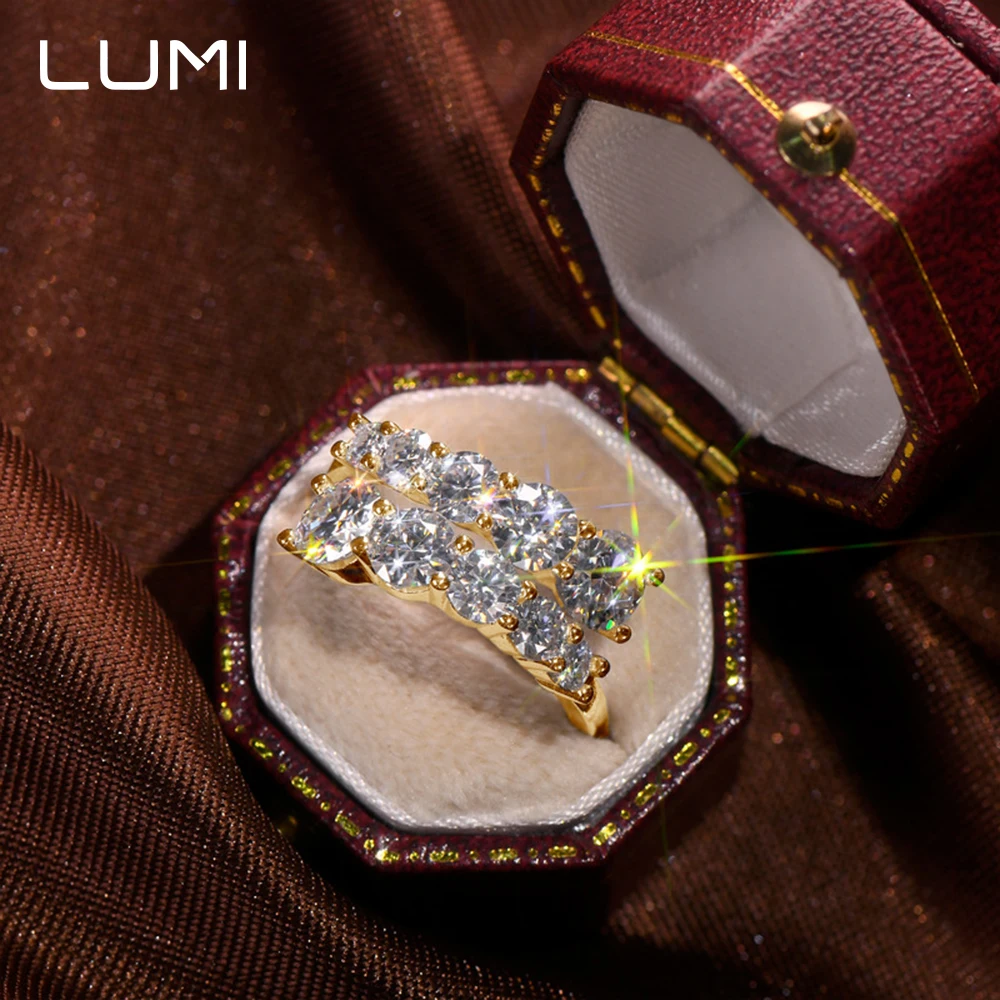 2025 Symmetrical 5 Star Moissanite S925 Silver Ring for Party Anniversary Birthday Present Engagement Jewelry Lab Diamond