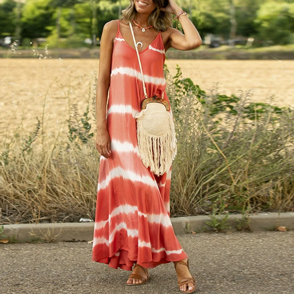 

Plus Size Summer Dresses For Women Maxi Sleeveless Loose Tie-Dye Casual Summer Dresses Casual Maxi Women Dresses Casual