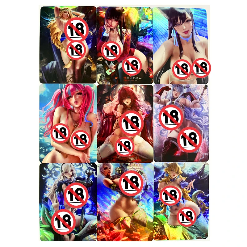 

9pcs/set Uta Riven Ahri The Nine-Tailed Fox ACG Sexy Nude Toys Hobbies Hobby Collectibles Game Collection Anime Cards