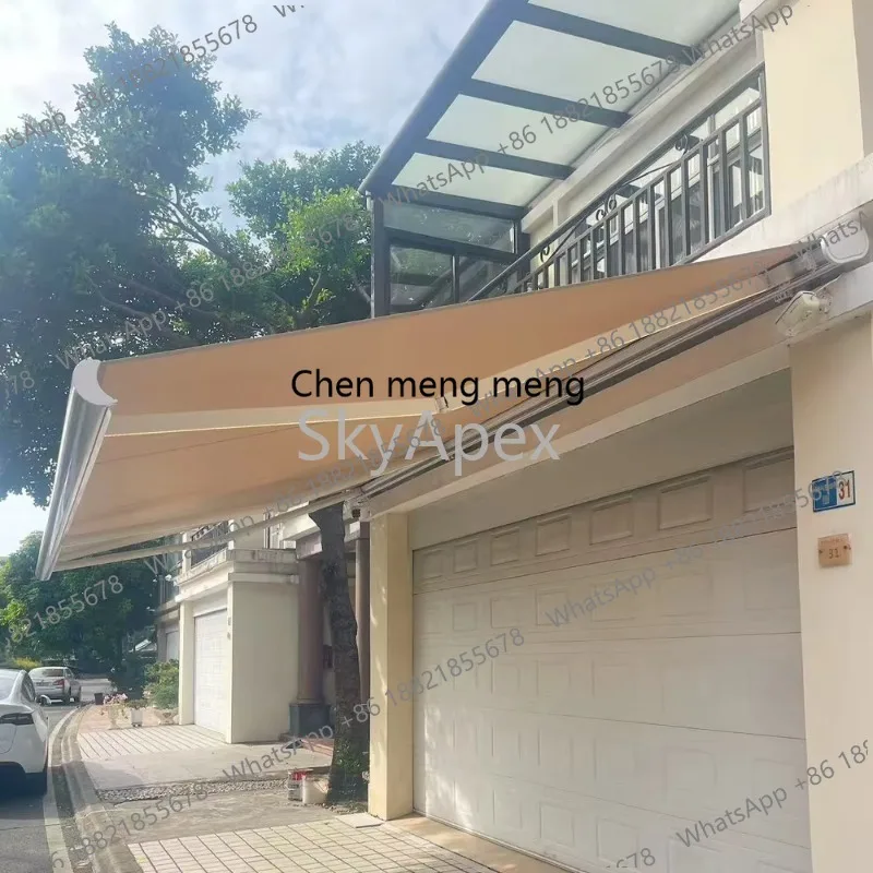 Manual Retractable  Folding  Arm Awning - Heavy-Duty Aluminum Alloy Porch Canopy  With Full UV Block Strong Sun Shade Protection
