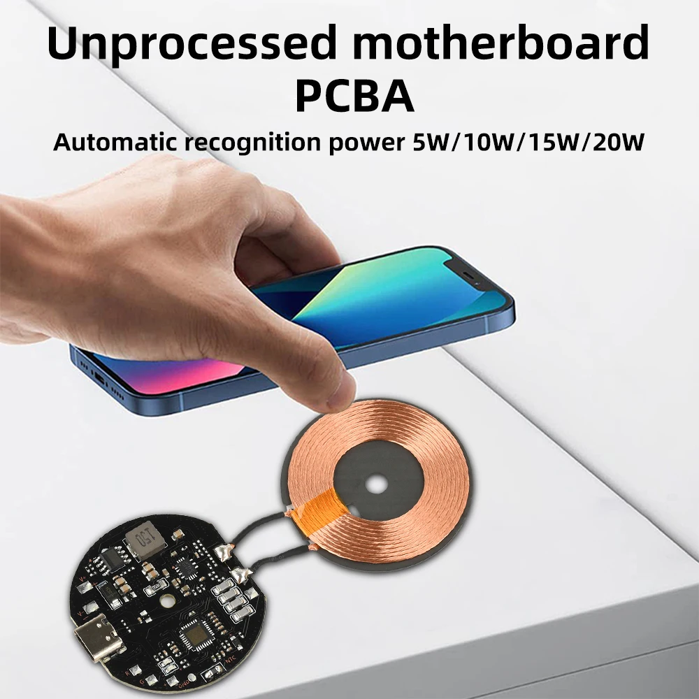 20W High Power Wireless Charger Transmitter Module 12V/24V Type C Fast Charging Circuit Coil Board For Mobile Phone