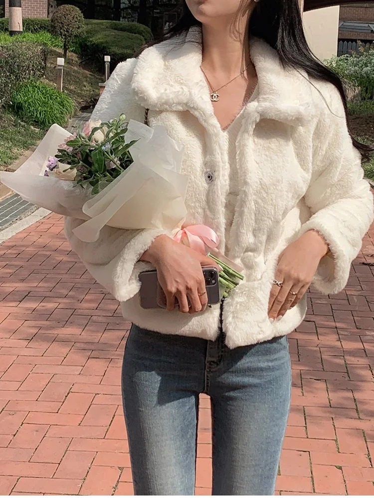 

Зимнее пушистое пальто Aosphere, женское модное пальто с отложным воротником, теплая универсальная верхняя одежда, модная длинная све