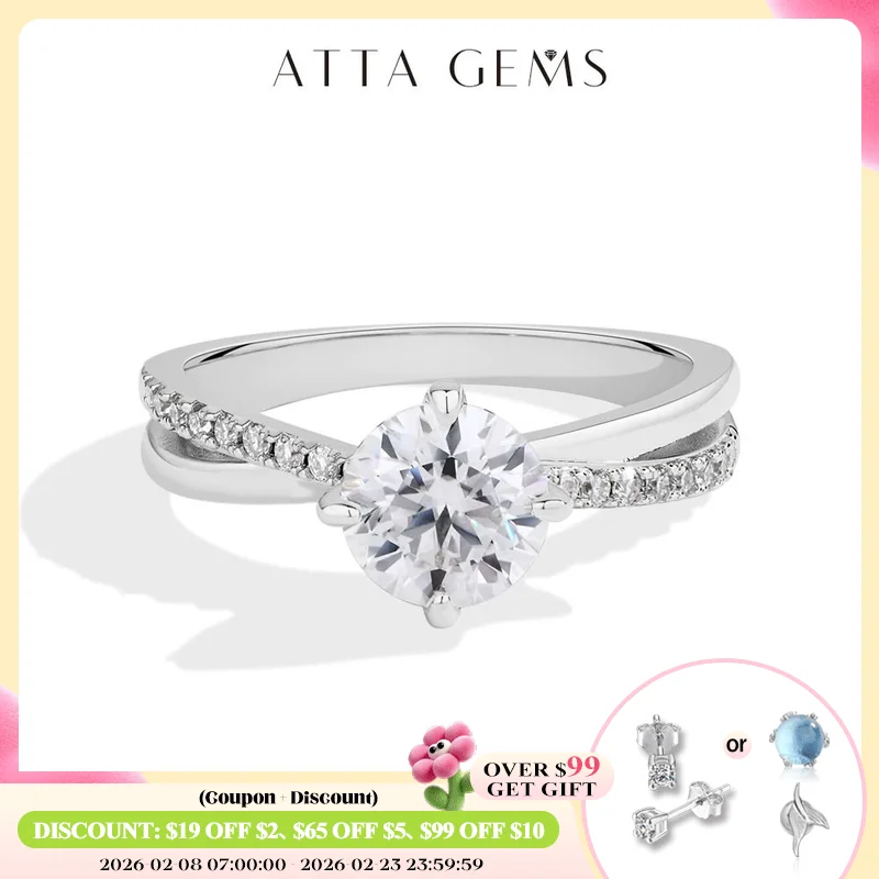 

ATTAGEMS Classic Moissanite Wedding Ring Four Claws Original s925 Sterling Silver Jewelry for Women Engagement Band High Quality