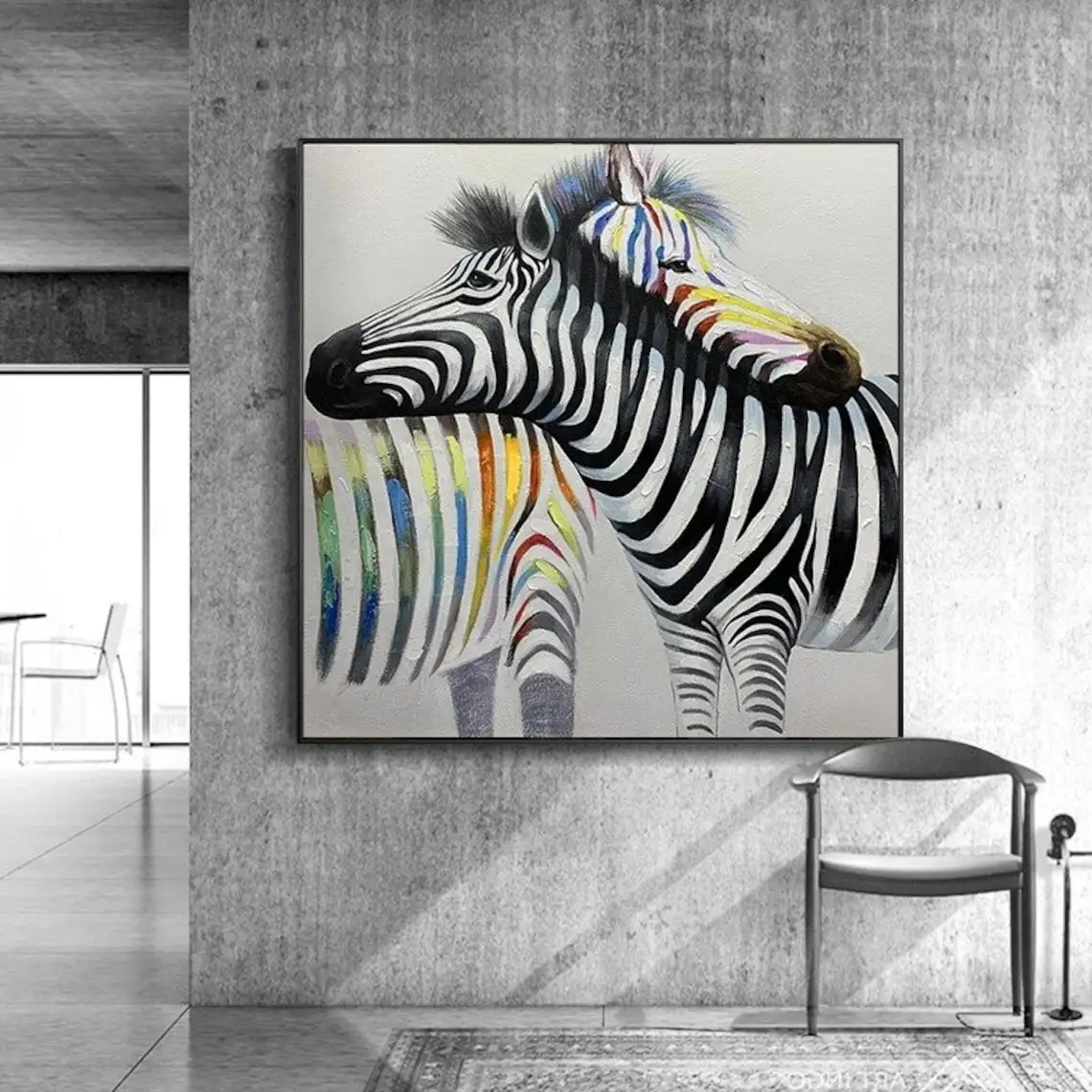 

Colorful Zebra Wall Art Canvas Painting Restoring Ancient ways Animal Posters 100% Handmade Living Room Pictures Home Decor Art