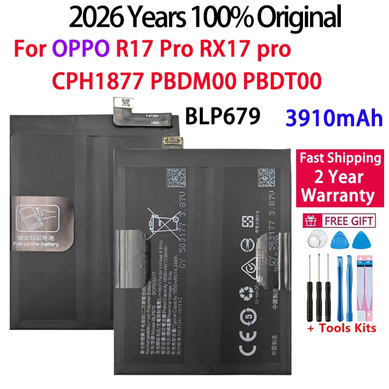 Fast Shipping 2026 Years 100% Original BLP679 Battery For OPPO R17Pro R17 Pro Rx17 Pro RX17Pro CPH1877 PBDM00 PBDT00 Batteries