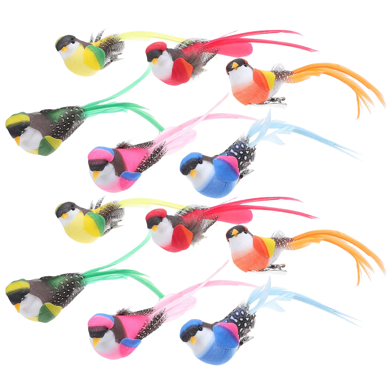 

12Pcs Artificial Birds Realistic Design Soft Craftsmanship Safe for Children Educational Tool Nature Decor