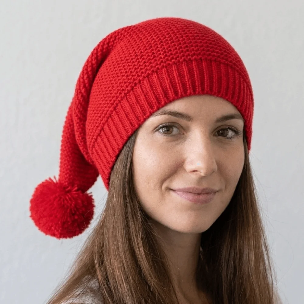 Santa Claus Christmas Knitted Hat Green Red Merry Christmas Hat Santa Beanie Hat Crochet Korean Style Striped Hat Happy New Year