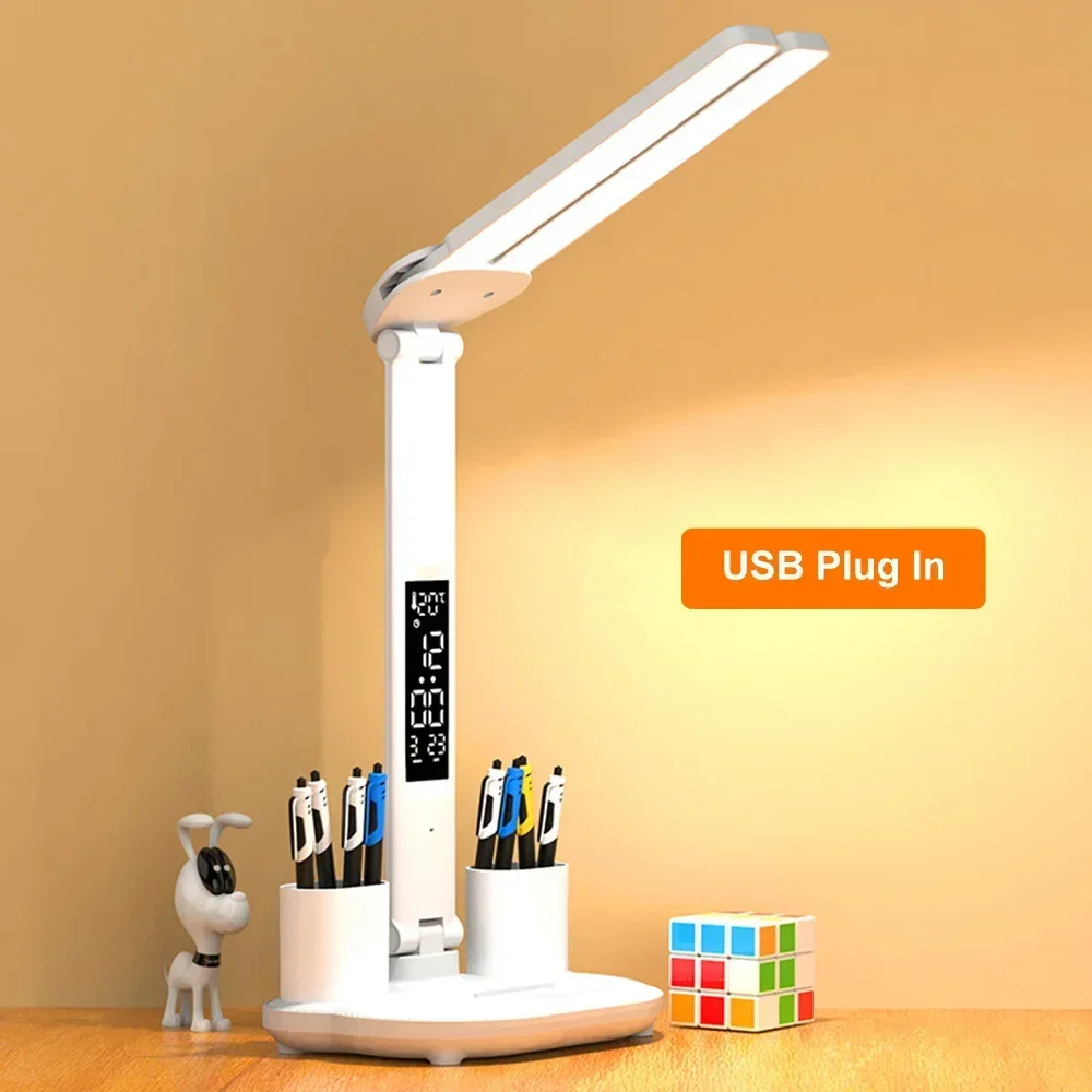 Double-headed Desk Lamp LED Rechargeable Desk Lamp Eye Protection Learning Bedside Desk Reading Multi-function Pen Holder