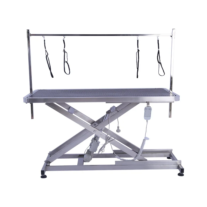 Stainless Steel Electric Grooming Table for Pets Height Adjustable Battery Powered Non-Slip Rubber Veneer