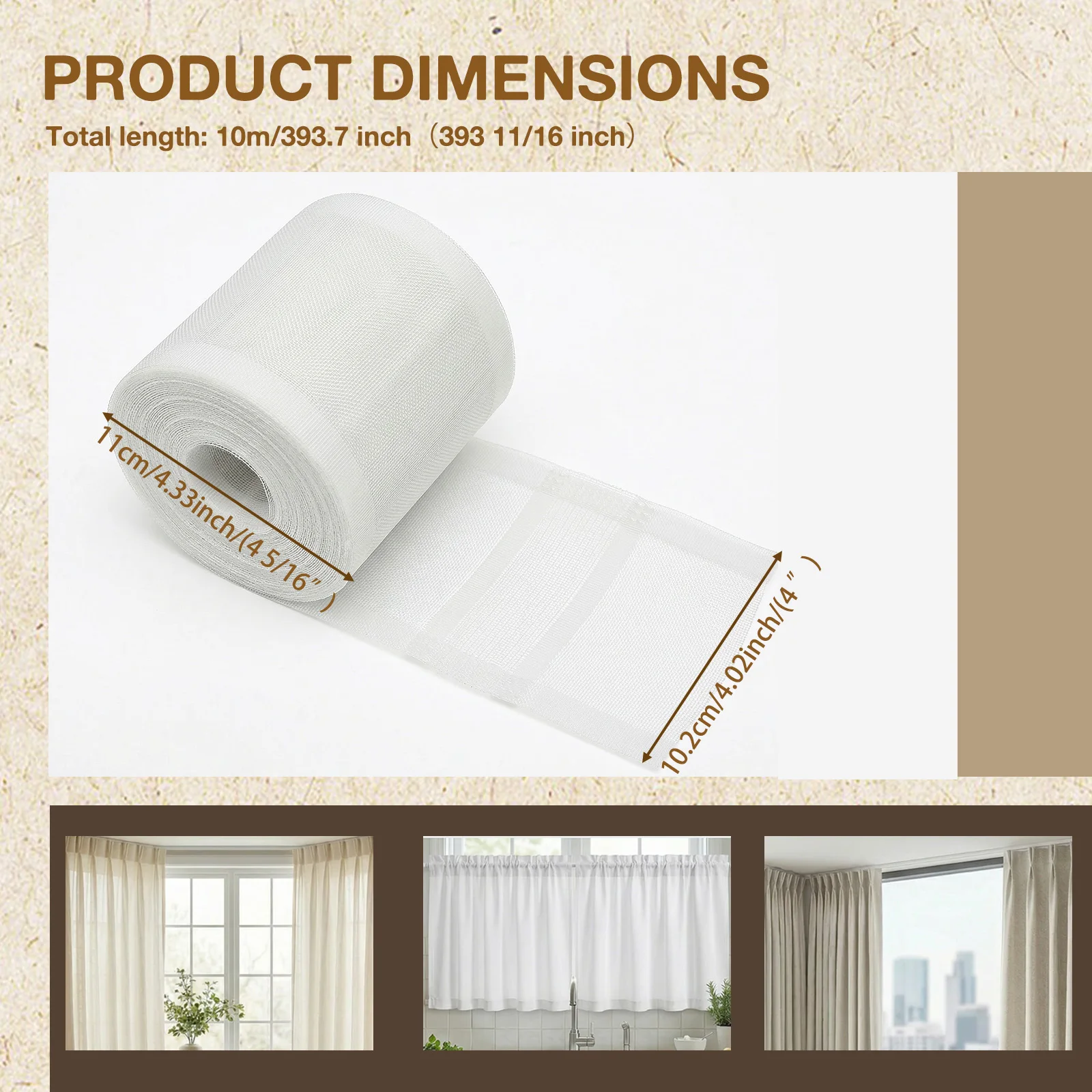 1Roll Curtain Pleat Tape 10.9 Yards Translucent Pleated Curtain Rod Tape Nylon Pleating Tapefor Curtains Used to Make Home Decor