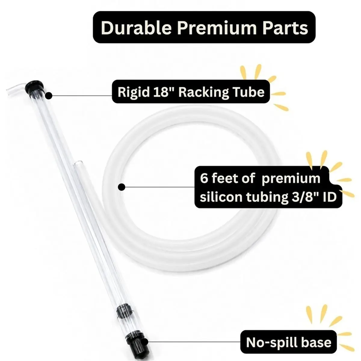 18 Inch Auto Siphon for Wine Making, Beer - Racking Siphon One-Stroke Star, 3/8 Inch Food-Grade Tubing