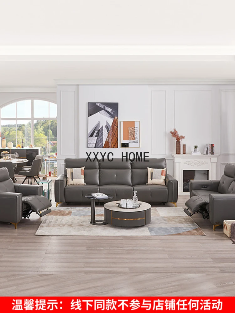 Sofá funcional elétrico de couro, sala luxuosa, primeira classe