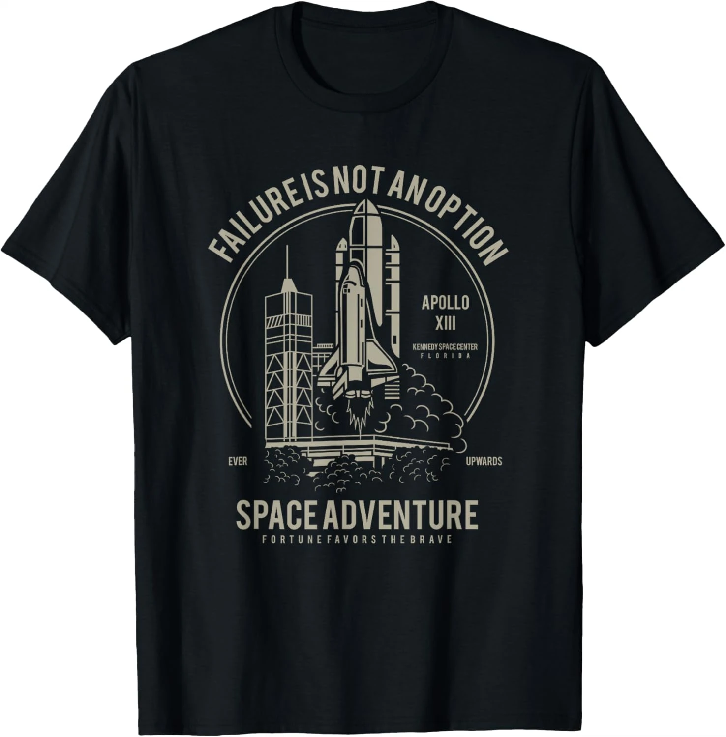 Space Adventure-Failure Is Not An Option Rocket design-100% cotton summer O-neck short sleeve casual printed men's T-shirt.