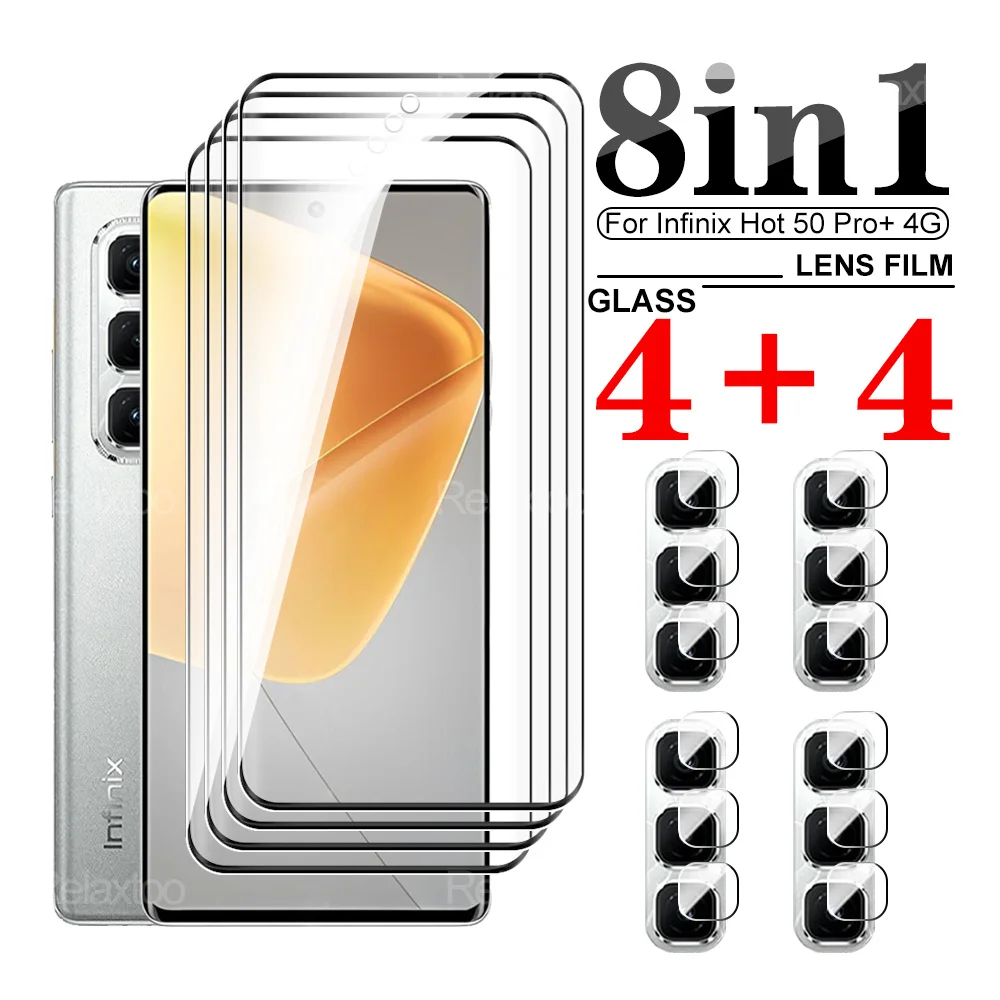 8in1 HD screen protector For Infinix Hot Pro Plus Potect Lens Glass on Hot50pro＋ 50pro＋ 4G 6.78inch Full Cover curved Front film