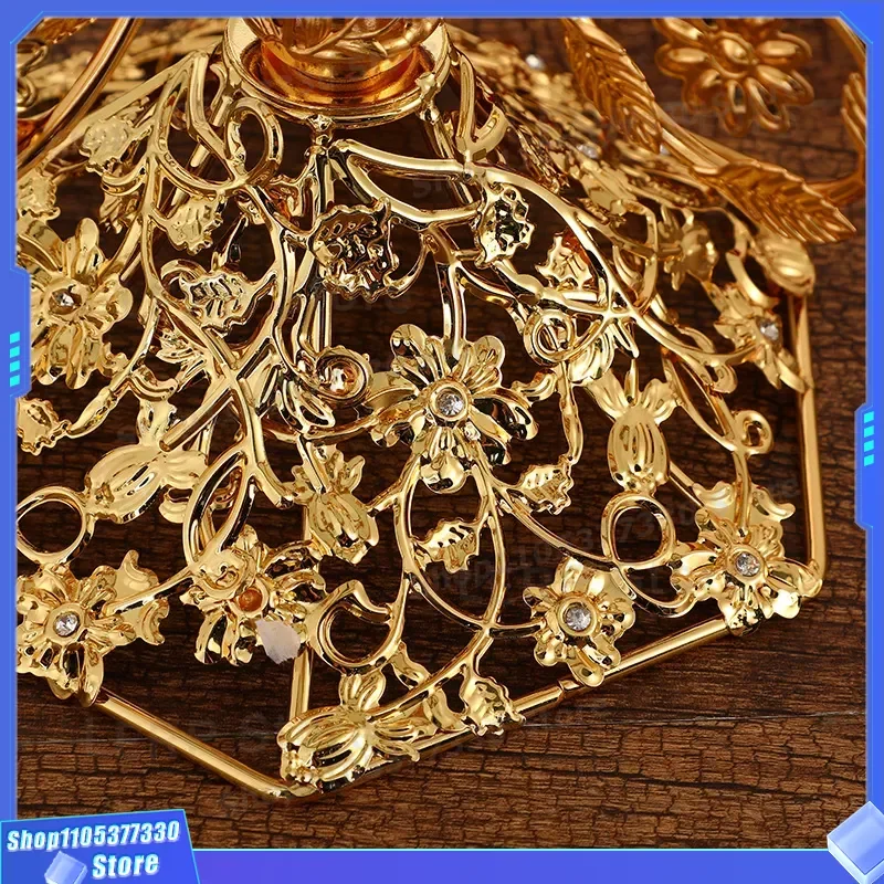 European Style Metal Fruit Plate Hollow Design One Layer Base for Dried Fruit Cake Display Living Room Coffee Table Home