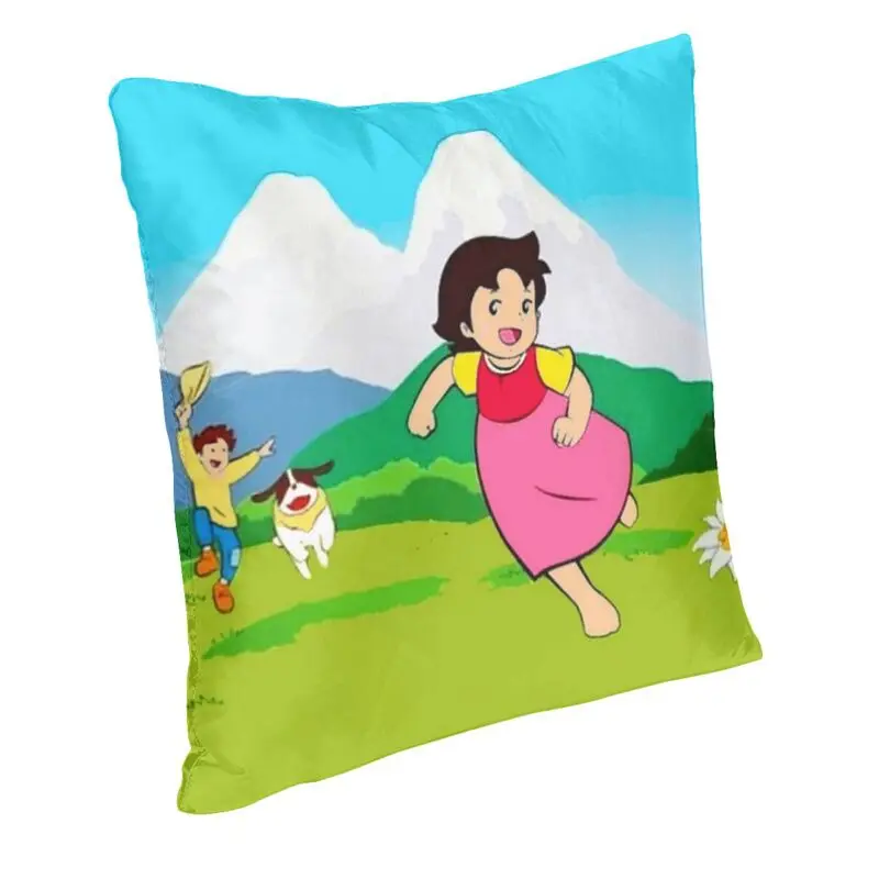 Heidi Races Against Peter And Alps Mountain Square Pillow Cover Home Decor Cushions Throw Pillow for Sofa Double-sided Printing
