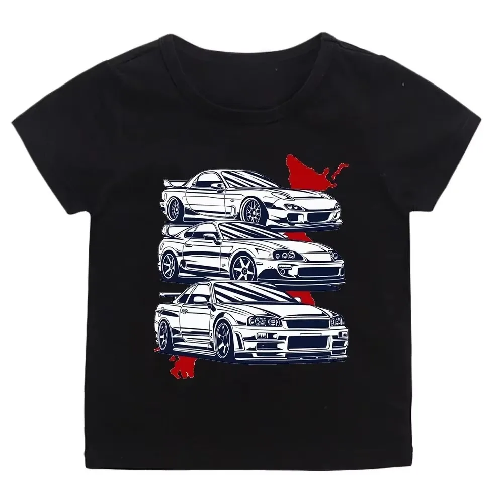 2026 New JDM Unisex Oversized T Shirt Family Matching Streetwear JDM Classic Racing Cars Japan Map Front Print Short Sleeve Tee