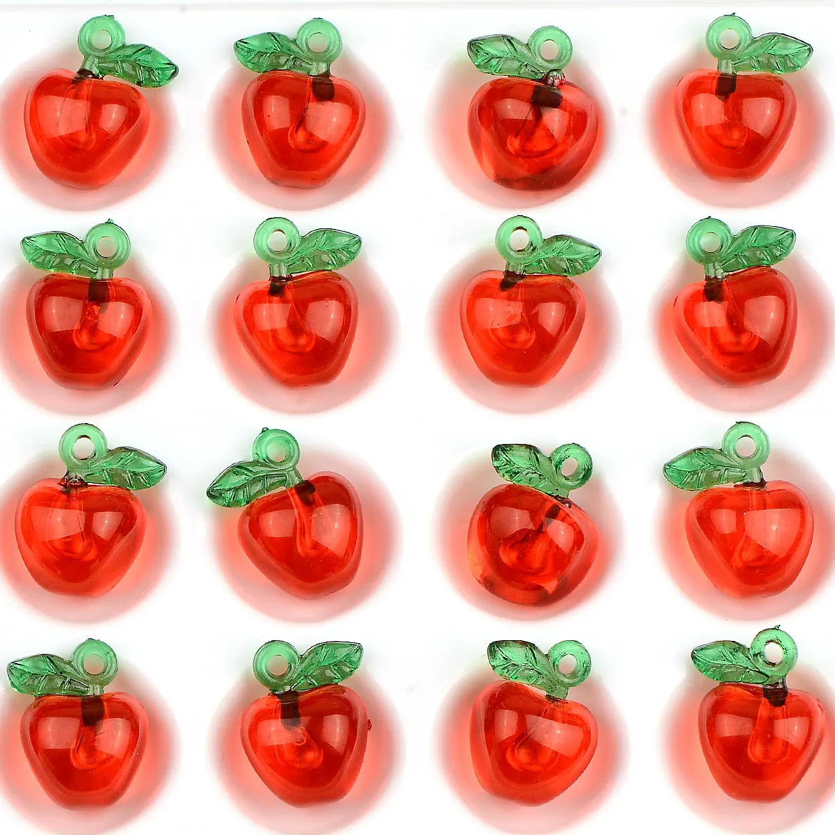 20pcs 1.4cm Christmas Eve Red Apple Shape Transparent Acrylic Beads DIY Earring Bracelet Phone Chain Accessories Supplies