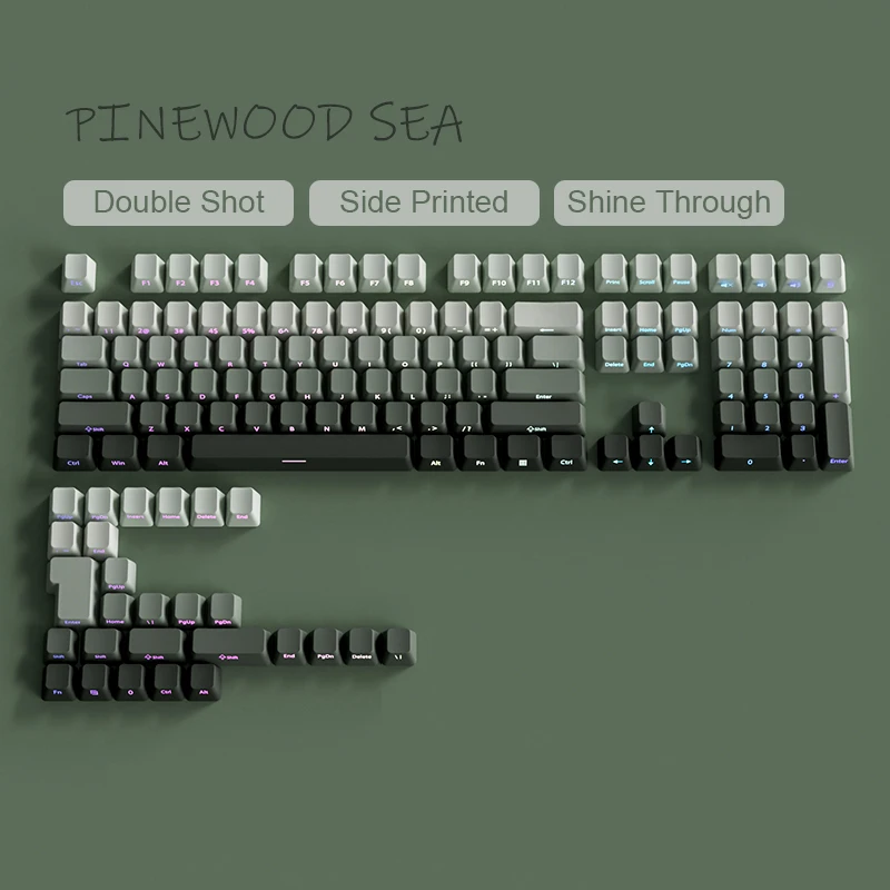 DIXSG 135 Tasten Farbverlauf Cyan Tastenkappen Double Shot PBT Tastenkappe Seitendruck RGB Hintergrundbeleuchtete Tastenkappe Kirschprofil für MX Switches Tastaturen 8