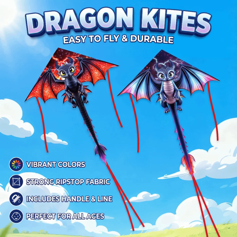 جديد سهل الطيران الكرتون التنين طائرة ورقية كبيرة التيروصور الأطفال طائرة ورقية Ripstop 100 متر طائرة ورقية خط في الهواء الطلق لعبة طائرة رحلات الأسرة