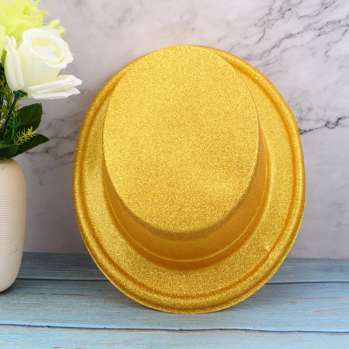 

2pcs Glitter Fedora Hats Soft Breathable Party Hat For Magician Performance Cosplay Birthday Dance Dress-Up Fashion Accessory