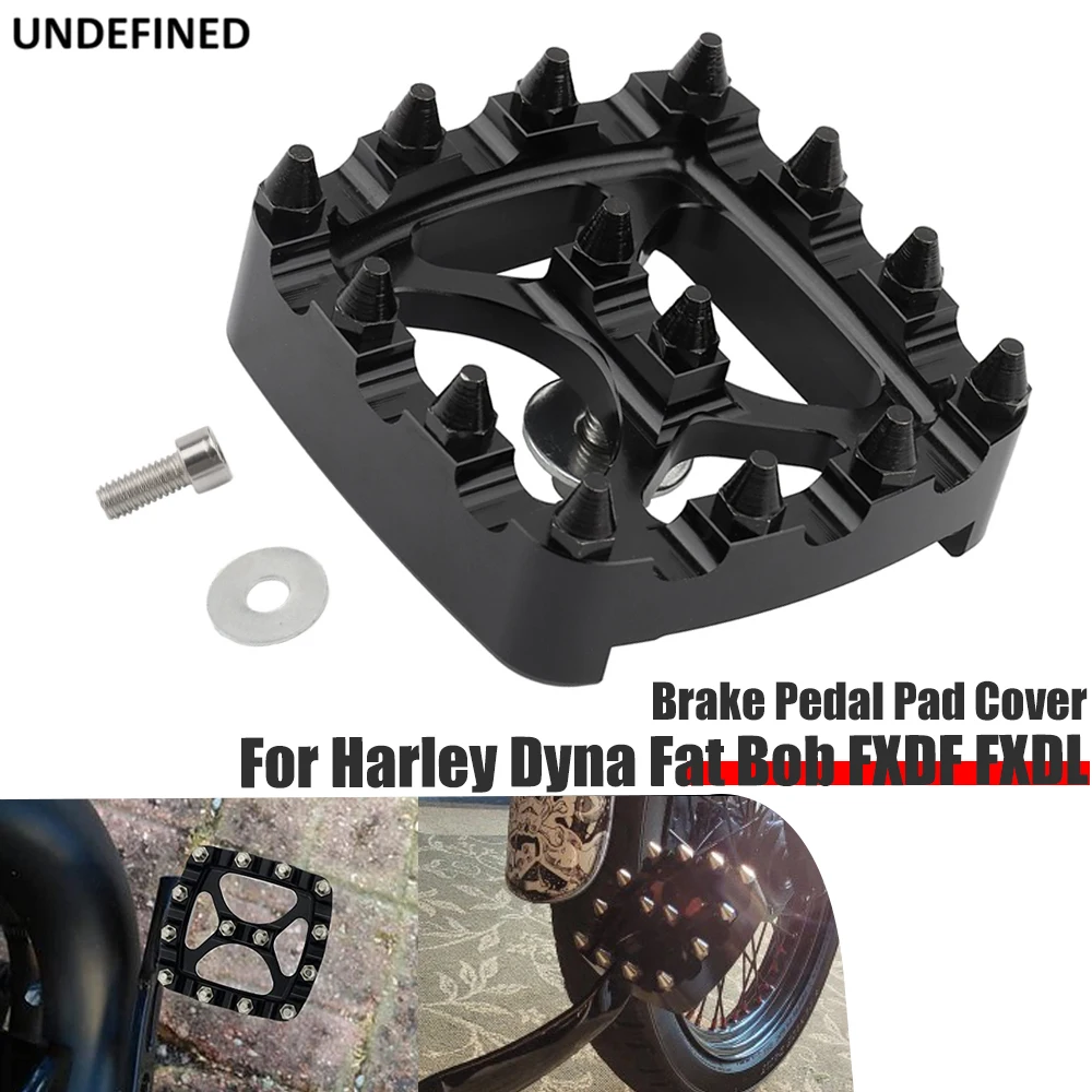 Brake Pedal Pad Cover Black Spike MX Offroad Small Footrest Pedal Pad For Harley Dyna Fat Bob FXDF FXDL Softail FXSTS XG750