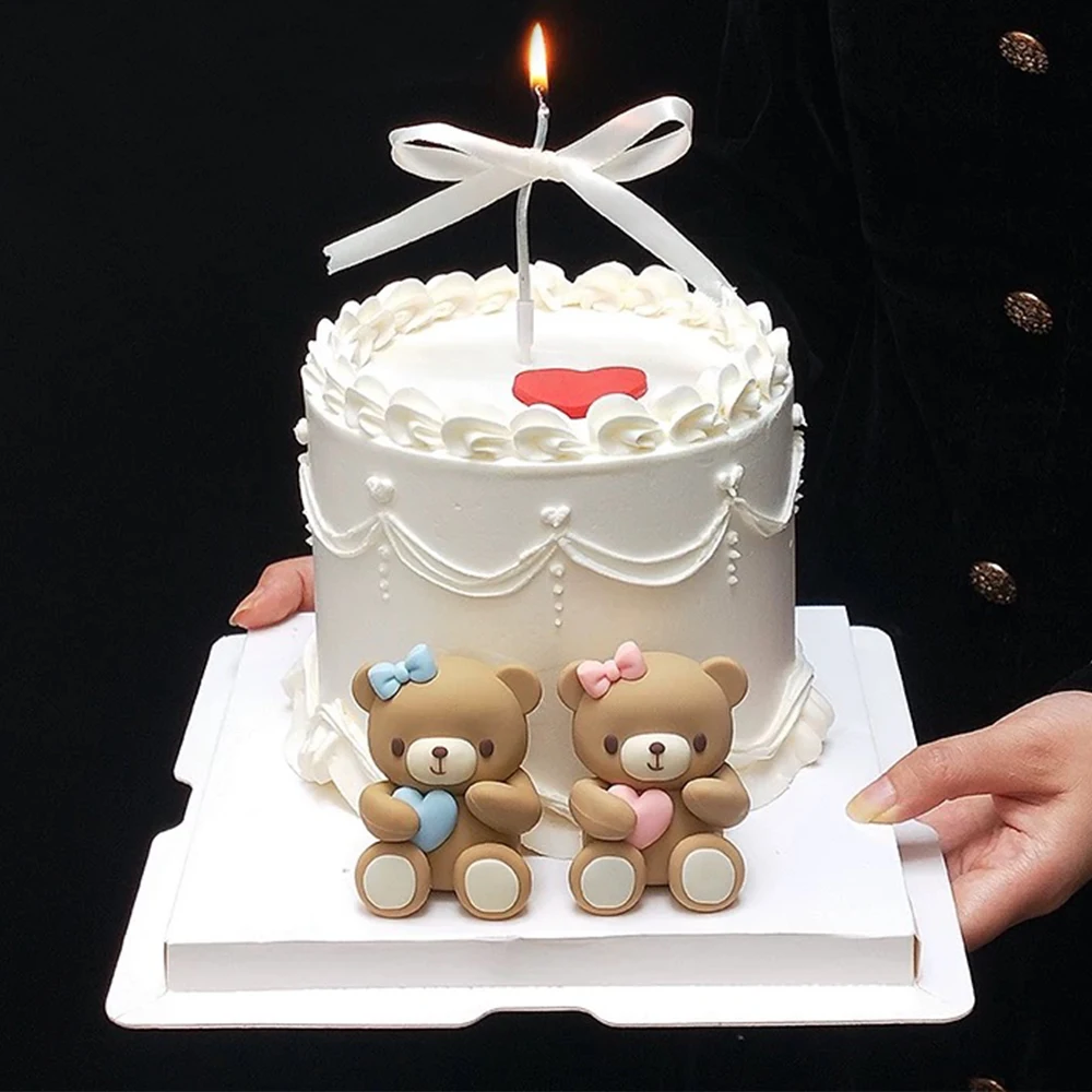 Niedliche Kleine Bären Tortendekoration Geburtstagsparty Blau Rosa Bären-Toppers Babyparty Tortendeko Zubehör – Detail 4