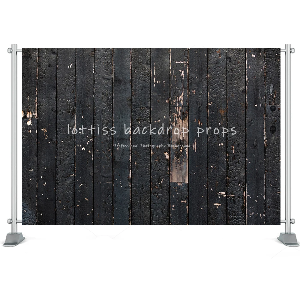 Black Wood Board Background Series-Two For Photography Baby Birthday Party Kids Portrait Rustic Planks Backdrop Cloth