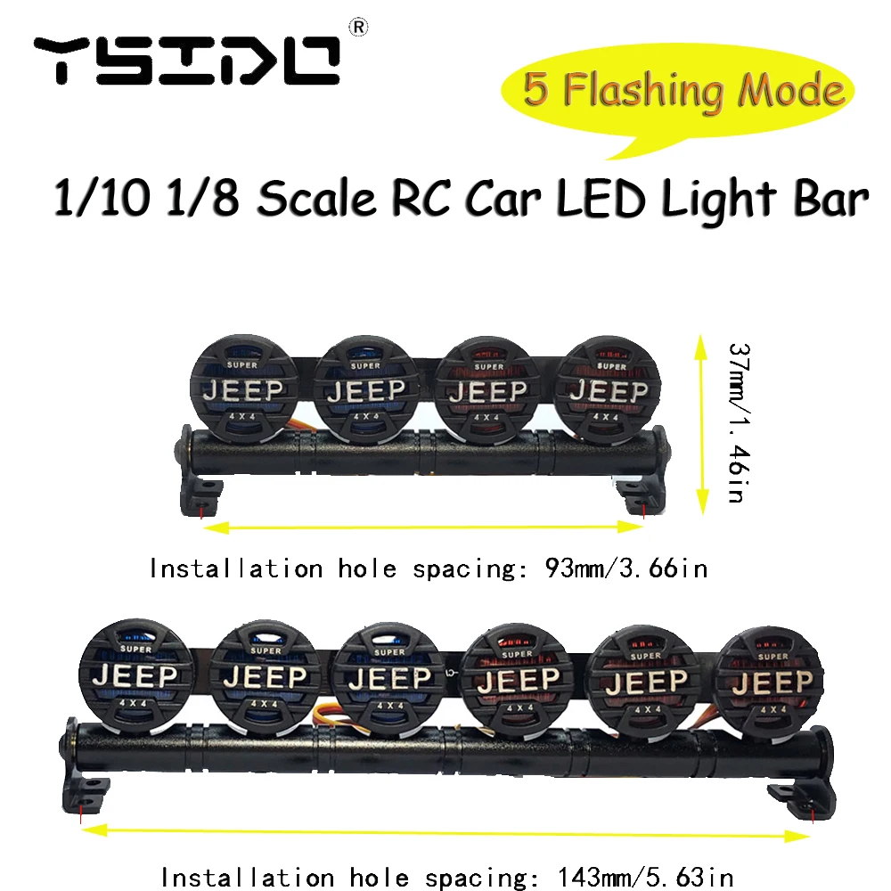 

4/6 Lens 105mm 153mm RC Car Multi-function LED Light Bar for 1/10 1/8 Traxxas TRX-4 TRX-6 D90 XMAXX Axial SCX10 90046 HSP HPI