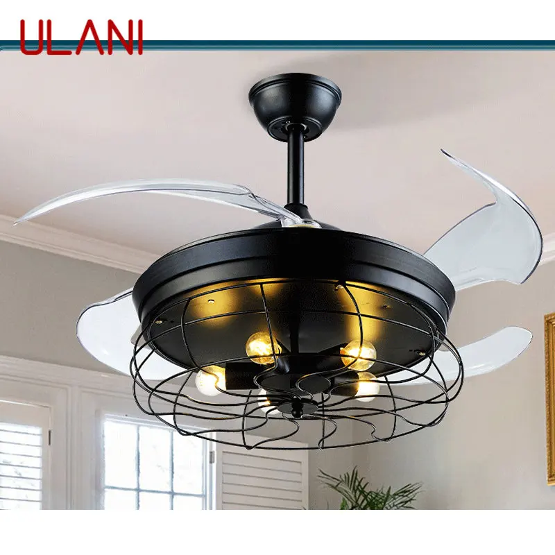 ULANI Contemporary LED Ceiling Lamp With Fan Black Invisible Fan Blade 220V 110V For Home Dining Room Bedroom Restaurant