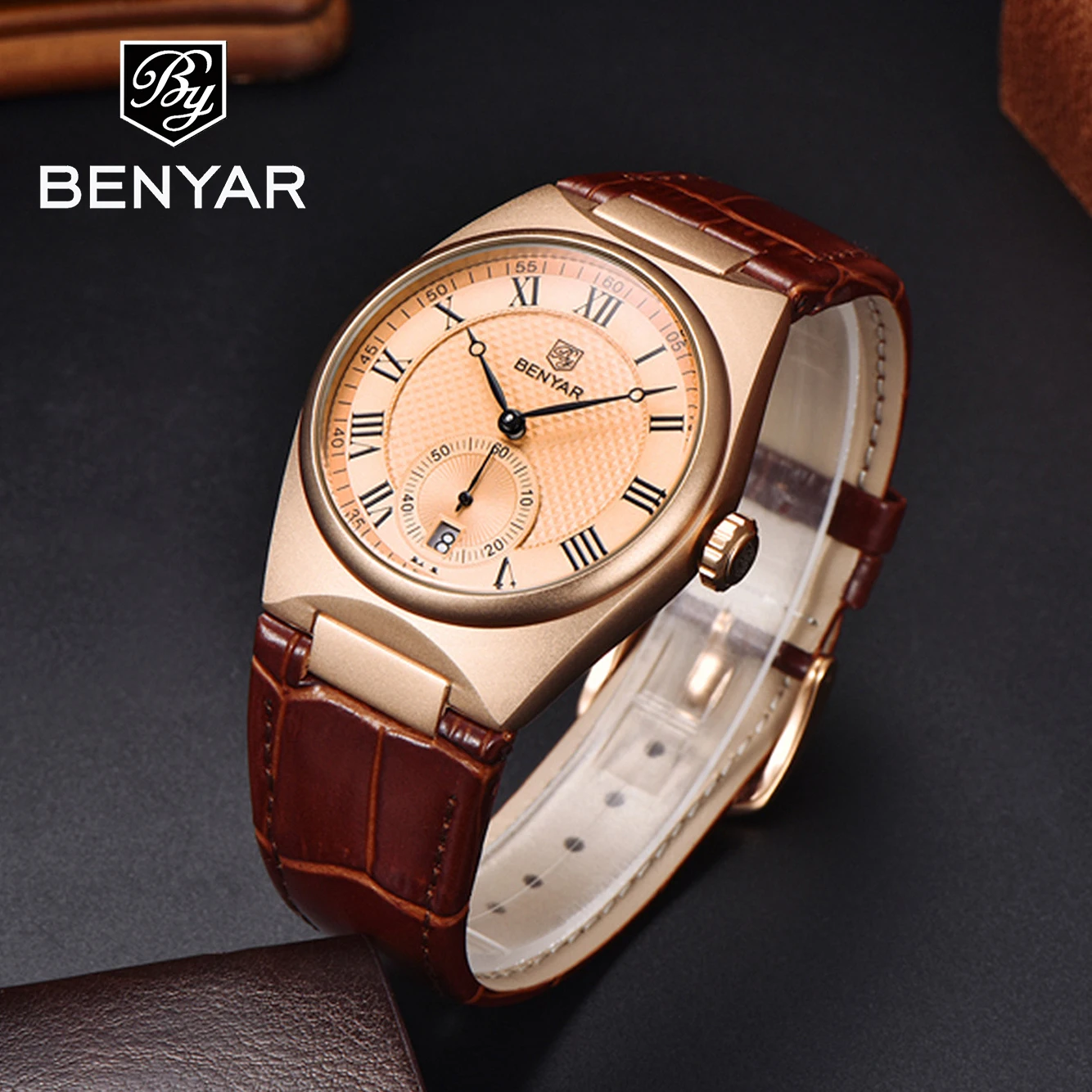 BENYAR BY5199 Quartz Watches Sports Leather New Business Men TOP Brand Waterproof Men Wristwatches Fashion Relogio Masculino