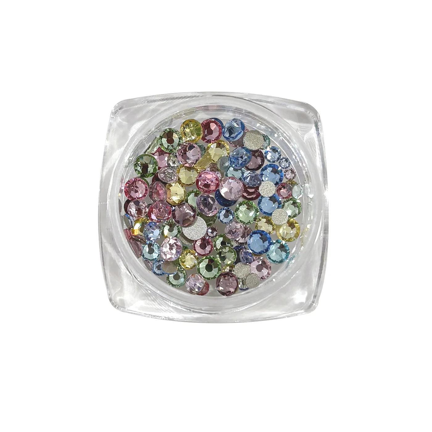 100PCS Sparkle Mini 33-cut Colorful White Round Flatback Diamonds Glass Nail Rhinestones Decorations Manicure Mix Sizes Charms