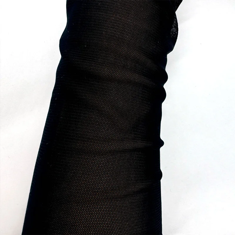 Women Sexy Mesh Transparent Finger Hook Gloves Ruffle Pearl Elegant Elasticity Anime Cosplay Opera Performance Thin Soft