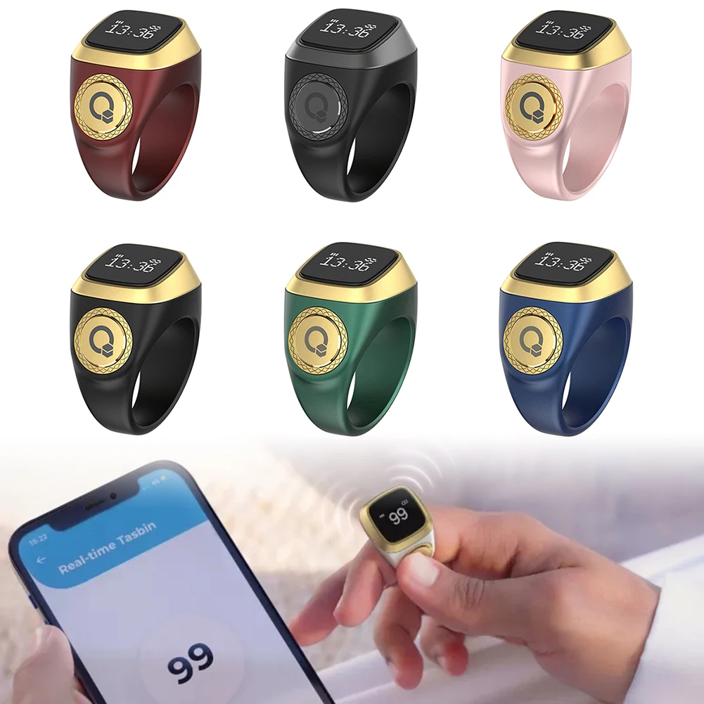 IQibla Zikr anneau éloge Tasbeeh Tasbih compteur numérique Intelligent pour les musulmans 5 prières rappel de vibrations étanche