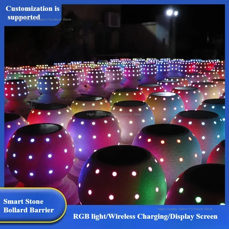 

Ad Display Smart Stone Bollard Touchscreen RGB Lights & Wireless Charging – Durable Outdoor with Advertising & Ambient Lighting