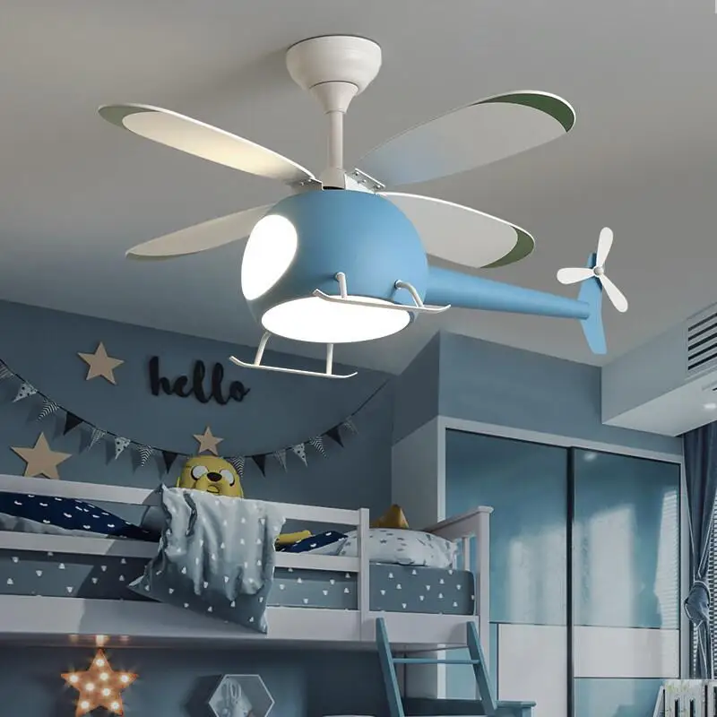 

Children's Room Aircraft Ceiling Fan Light Simple Bedroom Fan Light Kindergarten Room Children's Fun Cartoon Fan Light