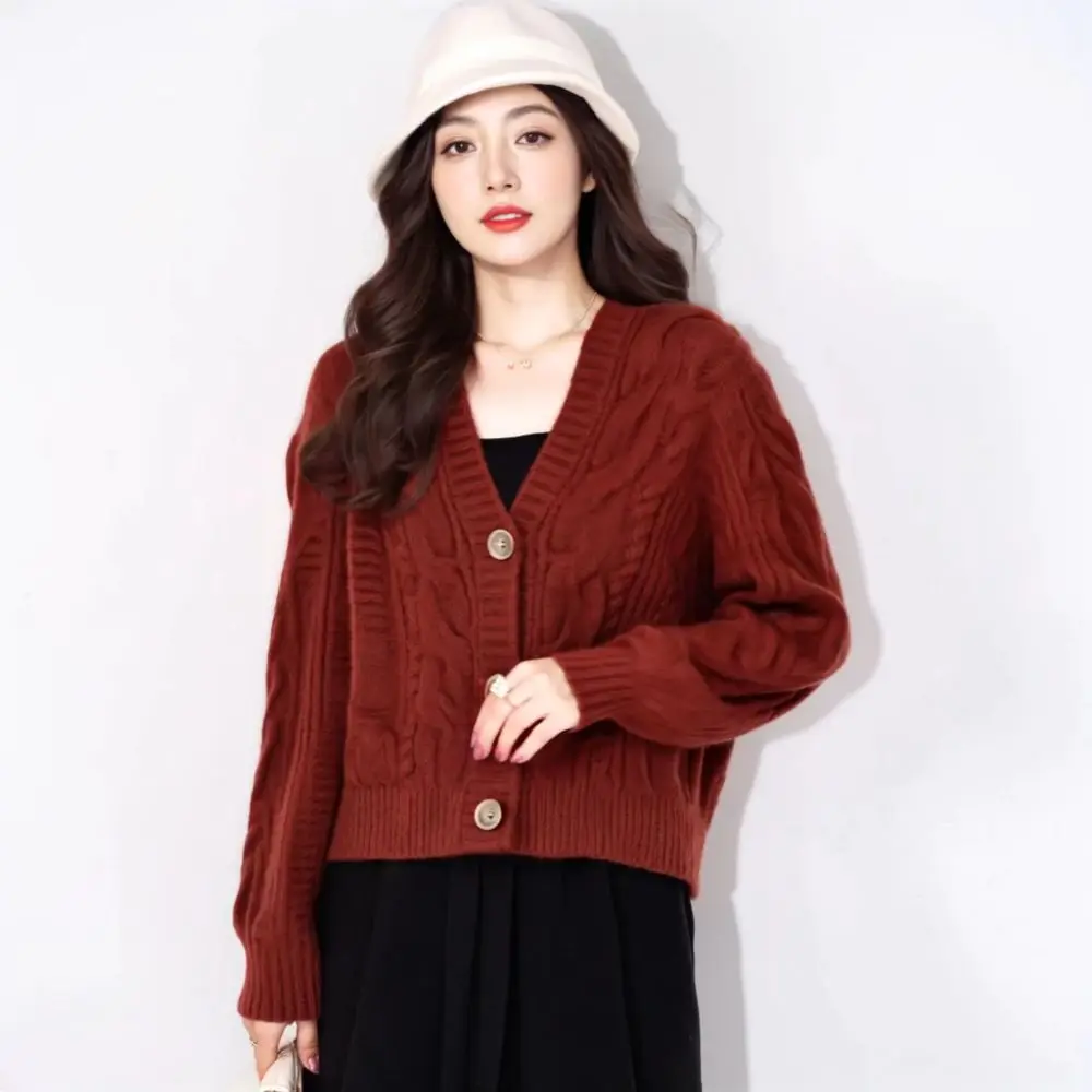 

Casual Long Sleeve Crochet Sweaters Autumn Spring Loose Sweet Knitwear Ladies Tops Preppy Style Cardigans Women Y2K Spring
