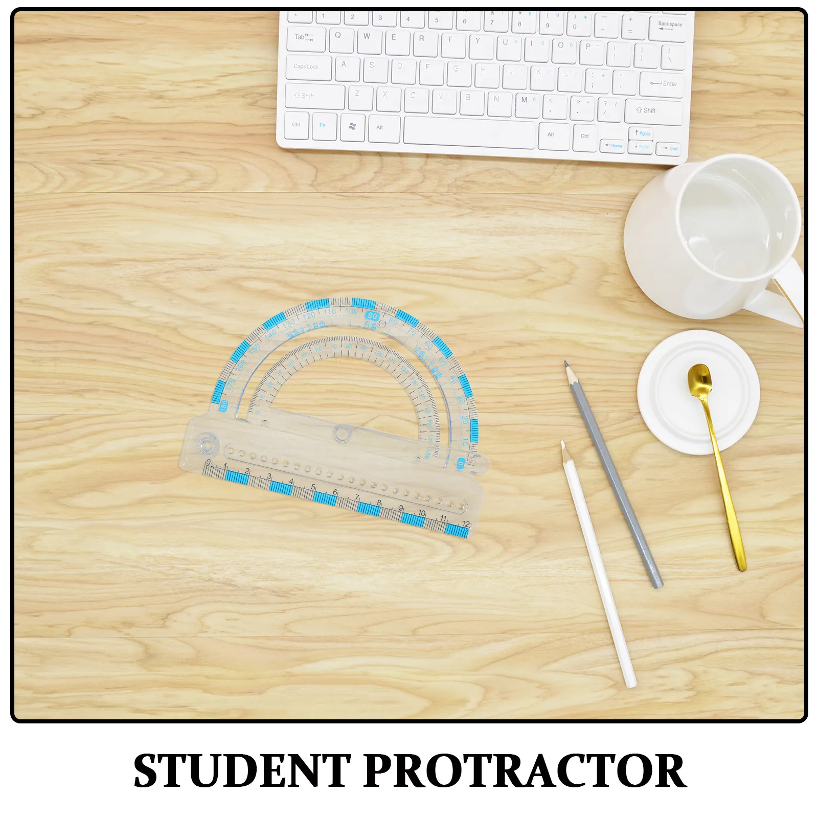 Plastic 5 Inch Swing Arm Protractor Clear Semi Circle 180 Degree Angle Measurement Tool Multifunctional for School Use