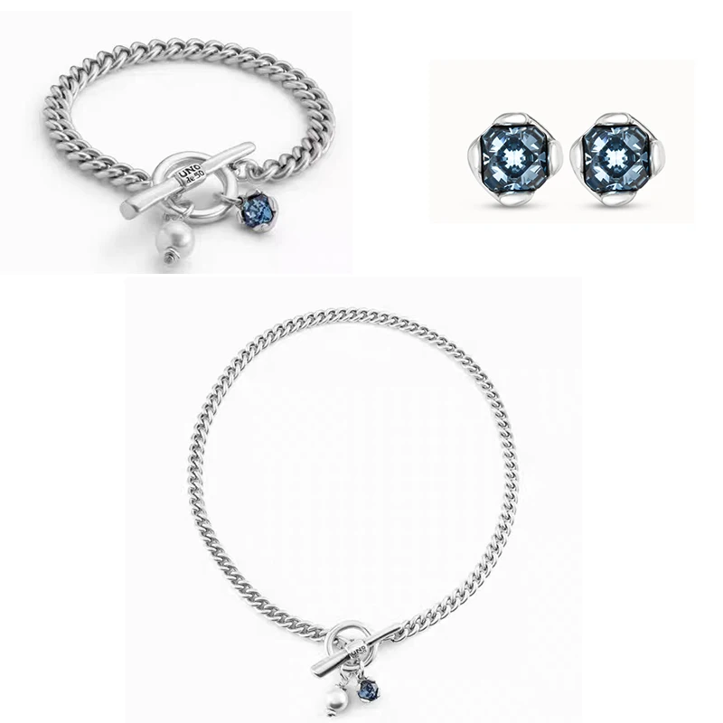 2024 best-selling European and American blue gemstone set. Creative design, personalized and versatile women's jewelry gifts