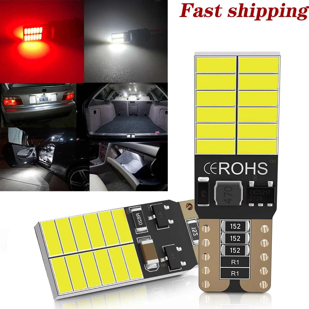 2Pcs T10 W5W 4014 24SMD Car Led Light Bulb  No error 6000K Canbus Auto Clearance Wedge Side Light Interior Dome Reading Lamps